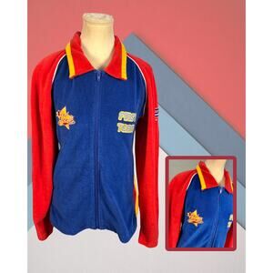 Vintage 90s First Team Rawblue Jeans Terrycloth Red Blue Zip Track Jacket 2XL